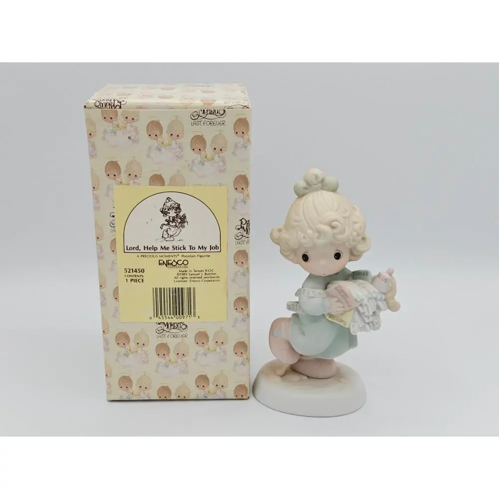 Precious Moments Lord Help Me Stick To My Job Figurine 521450 1989 Enesco USA